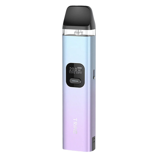 Innokin Trine Pod Vape Kit in Purple Blue – innovative and eco-conscious vape device with a vibrant gradient finish, swappable battery system, and smooth draw performance.