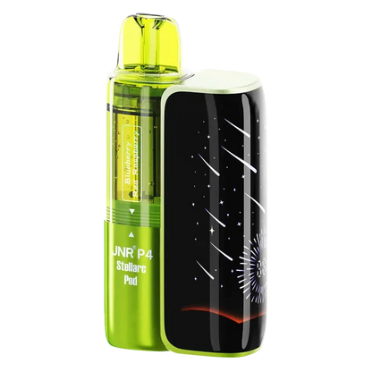 JNR P4 Stellarc 100K Prefilled Pod Kit in Blueberry Red Raspberry / Blueberry Pomegranate – high-capacity pod vape kit with up to 100,000 puffs and rechargeable design.