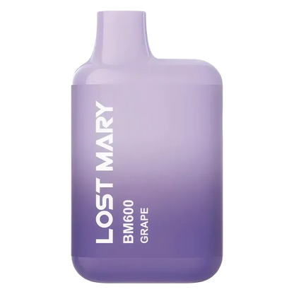 Lost Mary BM600 Prefilled Pod Kit in Grape flavor, a compact and stylish, prefilled and ready to use with smooth nicotine salt e-liquid for a satisfying vaping experience.