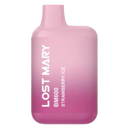 Lost Mary BM600 Prefilled Pod Kit in Strawberry Ice flavor, a compact and stylish, prefilled and ready to use with smooth nicotine salt e-liquid for a satisfying vaping experience.
