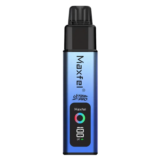 Maxfel Ultra Pro 35K Prefilled Pod Kit in Blueberry Ice / Blueberry Sour Raspberry – powerful dual-flavor vape device with up to 35,000 puffs.
