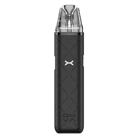 OXVA Xlim Go Pod Vape Kit in Black - 30W device with 1000mAh rechargeable battery and 2ml refillable pods, featuring adjustable airflow and compact design.