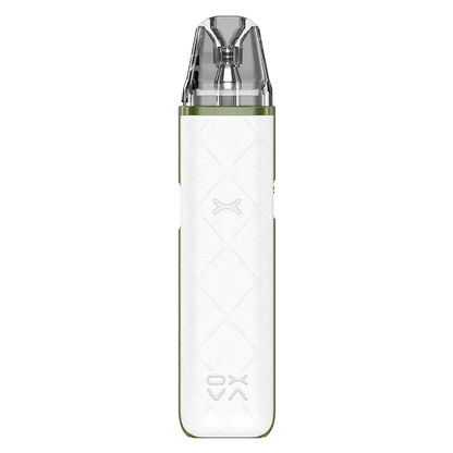 OXVA Xlim Go Pod Vape Kit in White - 30W device with 1000mAh rechargeable battery and 2ml refillable pods, featuring adjustable airflow and compact design.
