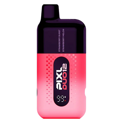 Pixl Duo 12 Vape Kit in Strawberry Edition – rechargeable pod kit with 850mAh built-in battery and 2ml prefilled pods for convenient MTL vaping.