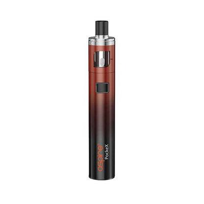 Aspire Pockex AIO starter vape pen kit in Red Black, featuring an all-in-one design, refillable tank, and compact portable build ideal for beginners.
