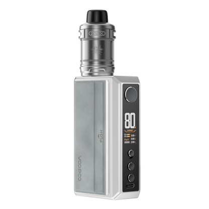 Voopoo Drag 5 Vape Kit in Silver – powerful and stylish vape device with advanced chipset technology, and customizable performance settings.