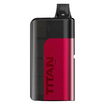 Titan X Prefilled Pod Kit in Cherry Fizz flavor, a sleek and easy-to-use disposable vape, prefilled with smooth nicotine salt e-liquid for a satisfying and convenient vaping experience.
