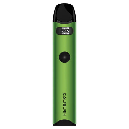 Uwell Caliburn A3 Pod Kit in Green – sleek and minimalist pod vape with a matte black finish.