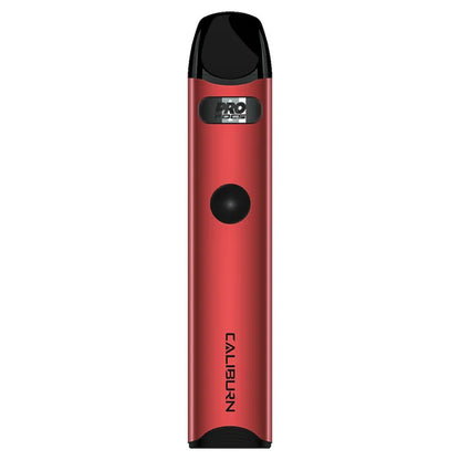 Uwell Caliburn A3 Pod Kit in Red – sleek and minimalist pod vape with a matte black finish.