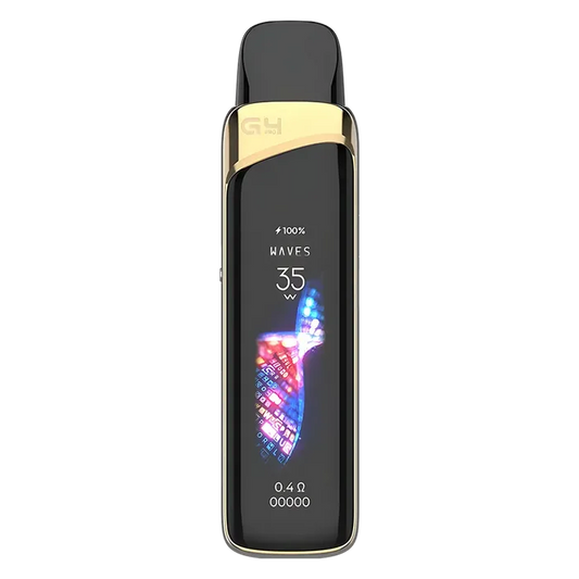 Uwell Caliburn G4 Pro Pod Kit in Desert Gold – advanced pod system with 1000mAh built-in battery, 2ml refillable pods, OLED display, and airflow control for MTL and RDTL vaping.