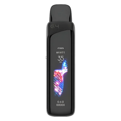 Uwell Caliburn G4 Pro Pod Kit in Stripe Black – advanced pod system with 1000mAh built-in battery, 2ml refillable pods, OLED display, and airflow control for MTL and RDTL vaping.