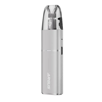 Voopoo Argus G3 Mini Pod Kit in Moonlight Silver – compact 1350mAh pod system with 2ml refillable pods, 5–30W output, and built-in coil options for MTL and RDL vaping.
