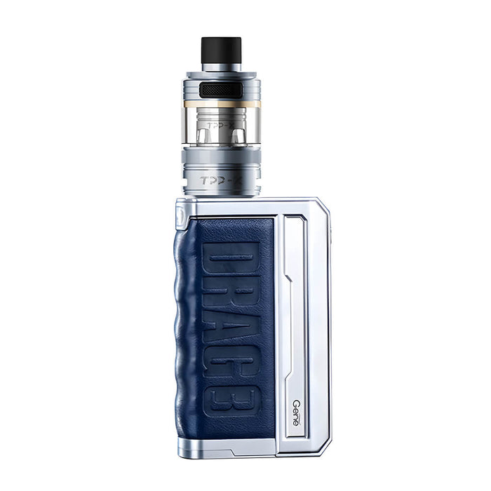 VooPoo Drag 3 TPP-X Pod Kit in Silver Dream Blue – powerful dual-battery vape device with a bold design, TPP-X pod compatibility, and advanced performance features.